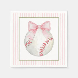 Servilleta De Papel Béisbol de franja rosa 