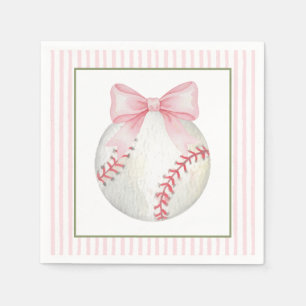 Servilleta De Papel Béisbol de franja rosa 