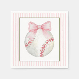 Servilleta De Papel Béisbol de franja rosa