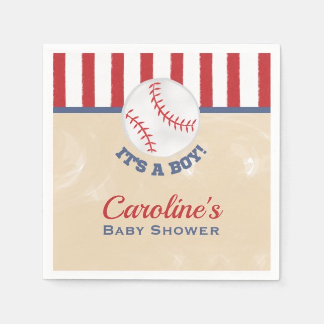 Servilleta De Papel Béisbol es un niño Baby Shower Napkin (Anverso)