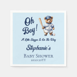 Servilleta De Papel Béisbol Oh Boy Baby Shower Cuear Bear
