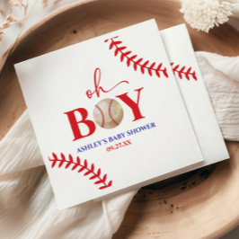 Servilleta De Papel Béisbol Oh Boy Brown White Baby Shower