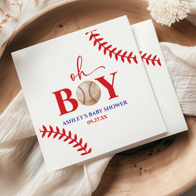 Servilleta De Papel Béisbol Oh Boy Brown White Baby Shower (Subido por el creador)
