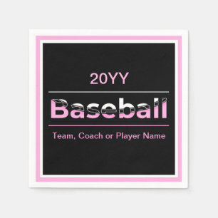 Servilleta De Papel Béisbol para niñas - Tipografía geométrica rosa