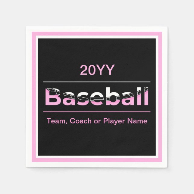 Servilleta De Papel Béisbol para niñas - Tipografía geométrica rosa (Anverso)