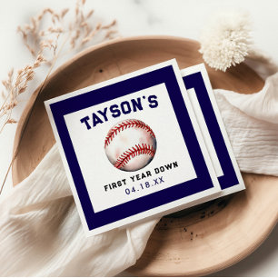 Servilleta De Papel Béisbol Primer Año Abajo Primer Cumpleaños