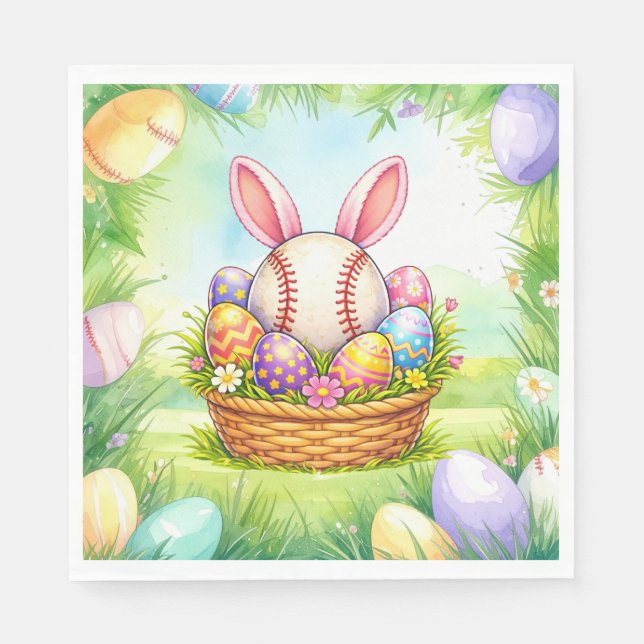 Servilleta De Papel Béisbol tema Pascua  (Anverso)