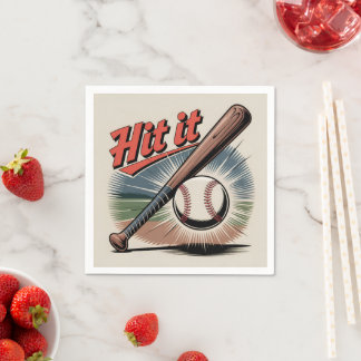Servilleta De Papel Béisbol vintage "Hit It" Deportes retro