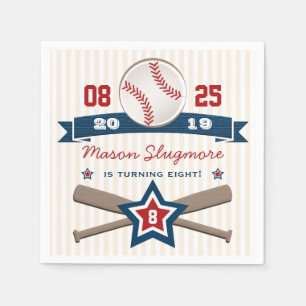 SERVILLETA DE PAPEL BÉISBOL Y CUMPLEAÑOS DE LOS PALOS