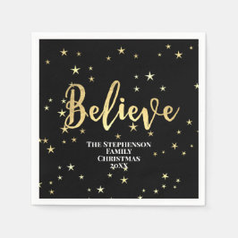 Servilleta De Papel Believe Gold Stars Navidades