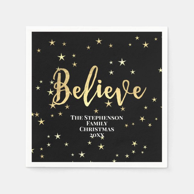 Servilleta De Papel Believe Gold Stars Navidades (Anverso)