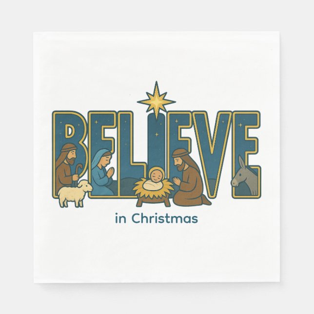 Servilleta De Papel Believe nativity  (Anverso)