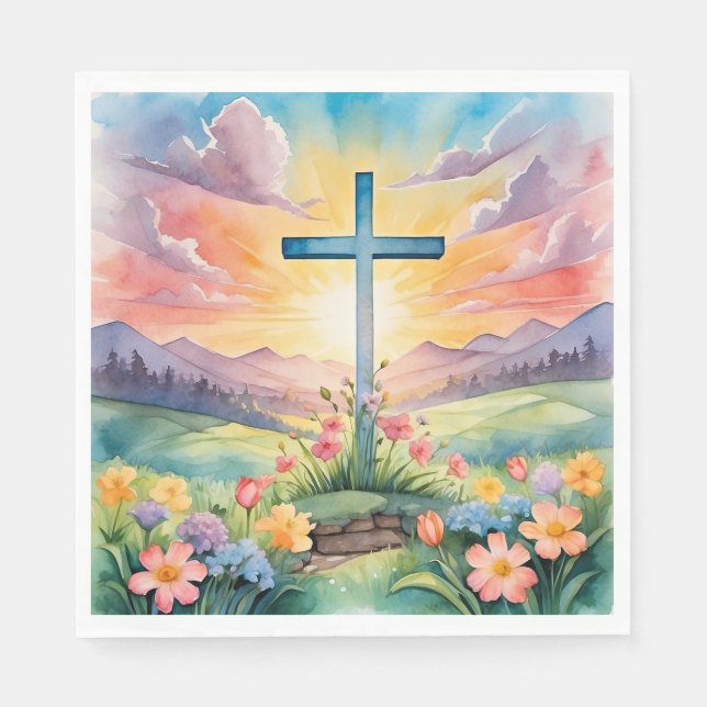 Servilleta De Papel Bella acuarela de Pascua (Anverso)