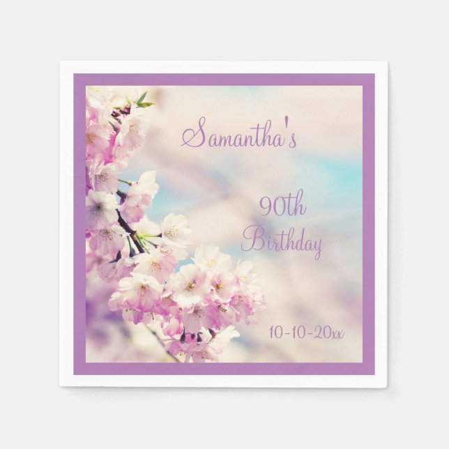 Servilleta De Papel Bella Blossom 90º cumpleaños (Anverso)
