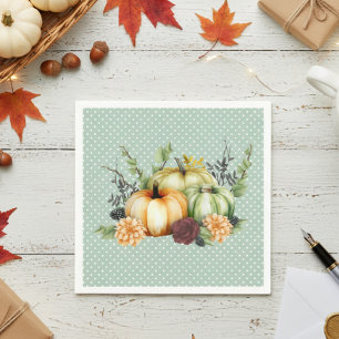 Servilleta De Papel Bella calabaza de otoño Acción de Gracias acuarela