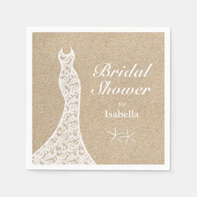 Servilleta De Papel Bella playa Bridal Ducha Napkin blanco (Anverso)