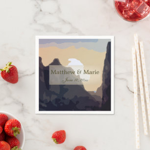 Servilleta De Papel Bellas toallas de Boda Mountain Sunset