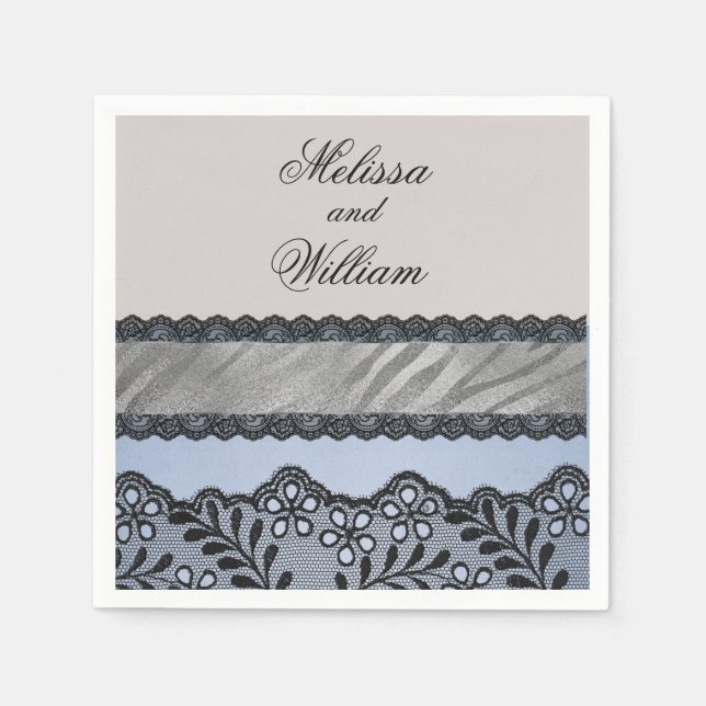 Servilleta De Papel Belleza azul y negra (Anverso)