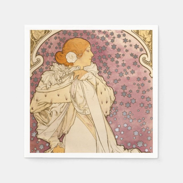 Servilleta De Papel Belleza de mujer mucha Art Nouveau (Anverso)