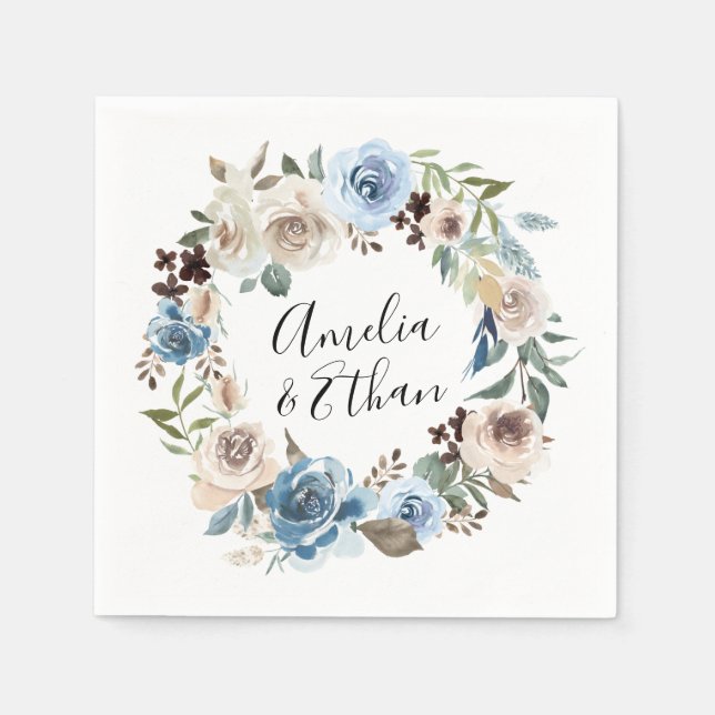 Servilleta De Papel Belleza en Flor | Boda Personalizada (Anverso)