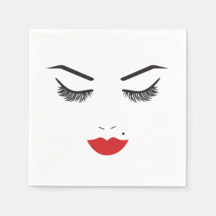 Servilleta De Papel Belleza Maquillaje Cara Pestañas & Labios Rojos Sa