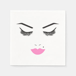 Servilleta De Papel Belleza Maquillaje Cara Pestañas & Labios Rosados 