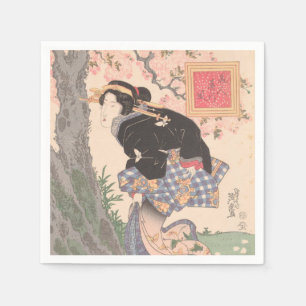 Servilleta De Papel Bellezas bajo flores de cerezo Vintage Ukiyo-e