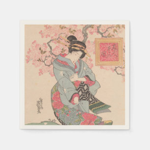 Servilleta De Papel Bellezas bajo flores de cerezo Vintage Ukiyo-e