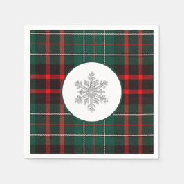 Servilleta De Papel Bello Plaid de Navidad Rojo y Verde con Copo de Ni