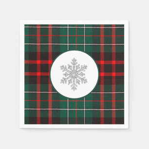 Servilleta De Papel Bello Plaid de Navidad Rojo y Verde con Copo de Ni
