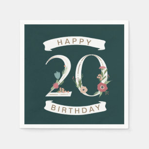 Servilleta De Papel Bellos números florales 20 Napkins
