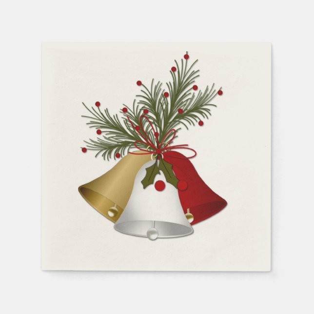 Servilleta De Papel Bells de vacaciones (Anverso)