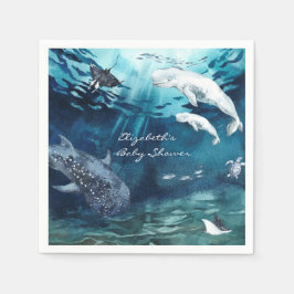 Servilleta De Papel Beluga Whale | Ocean Baby Shower Napkins