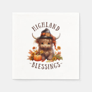 Servilleta De Papel Bendiciones de Acción de Gracias de Cute Highland