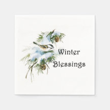 "Bendiciones de invierno" Papel Napkins Chickadee