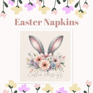 Servilleta De Papel Bendiciones de Pascua Brunch Cute Bunny Ears Pink