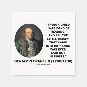 Servilleta De Papel Benjamin Franklin encariñado con cita del dinero