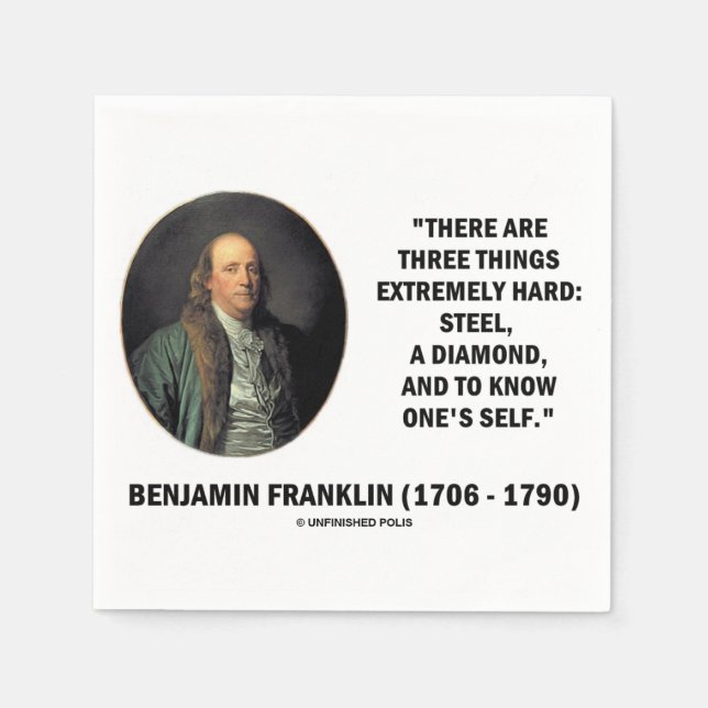 Servilleta De Papel Benjamin Franklin Tres Cosas Extremadamente Difíci (Anverso)