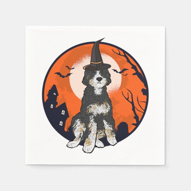 Servilleta De Papel Bernedoodle Dog Halloween T-Shirt (Anverso)