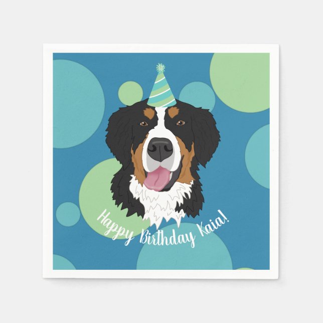 Servilleta De Papel Bernese Mountain Dog Birthday (Anverso)