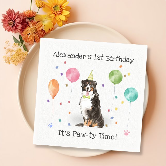 Servilleta De Papel Bernese Mountain Dog Birthday Party (Subido por el creador)
