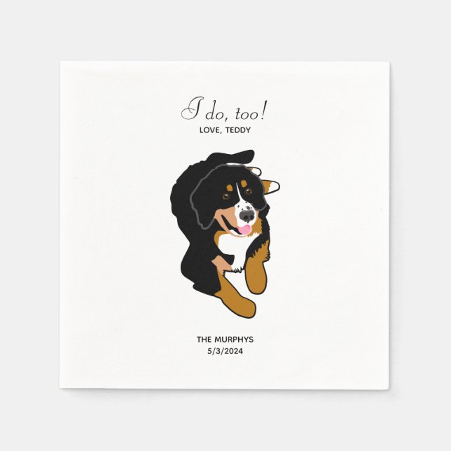 Servilleta De Papel Bernese Mountain Dog Boda Cocktail Napkins (Anverso)