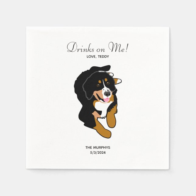 Servilleta De Papel Bernese Mountain Dog Boda Cocktail Napkins (Anverso)