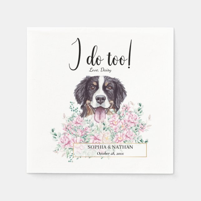Servilleta De Papel Bernese Mountain Dog Boda Cocktail Napkins (Anverso)