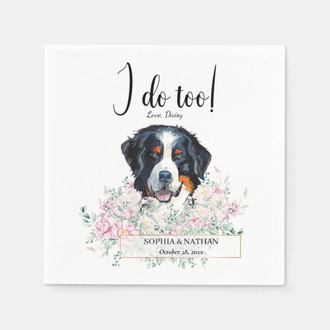 Servilleta De Papel Bernese Mountain Dog Boda Cocktail Napkins (Anverso)