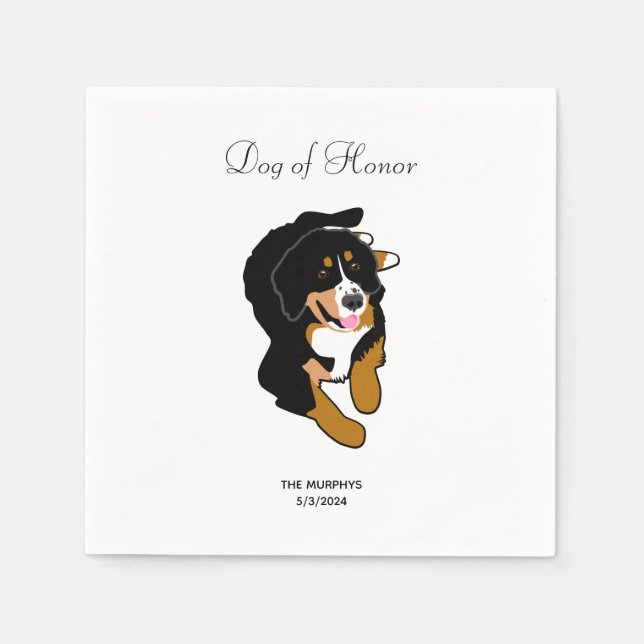 Servilleta De Papel Bernese Mountain Dog Boda Cocktail Napkins (Anverso)