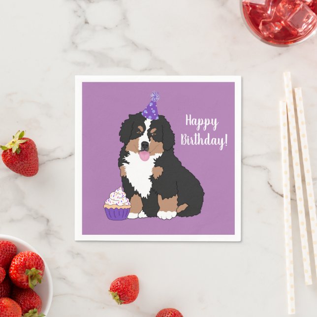 Servilleta De Papel Bernese Mountain Dog Puppy Birday (In situ)