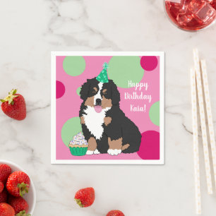 Servilleta De Papel Bernese Mountain Dog Puppy Birday