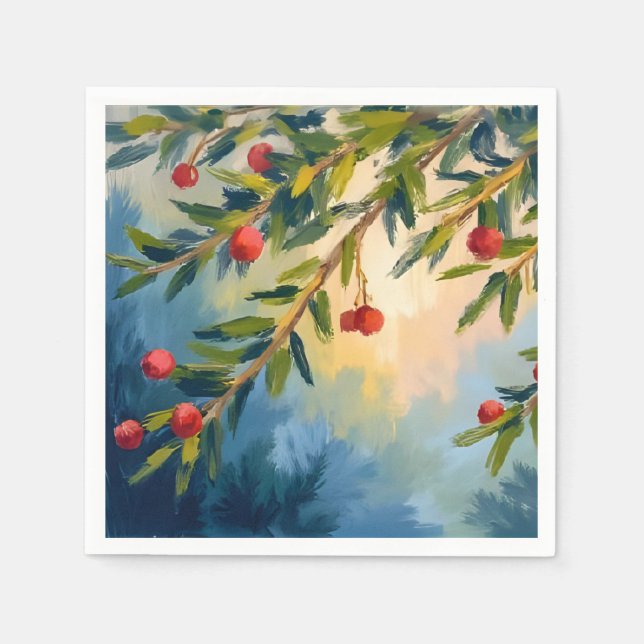 Servilleta De Papel Berries & Greenery | Merry Christmas (Anverso)