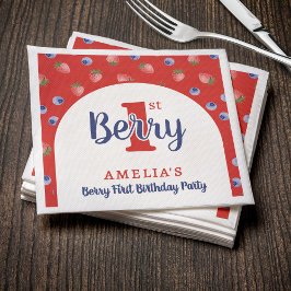 Servilleta De Papel Berry 1er cumpleaños Fiesta Strawberry Blueberry R